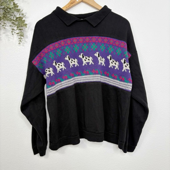 Vintage Lauren Brooke Vintage 90s Dalmatian Print Novelty Sweater Quirky Core - Picture 1 of 6